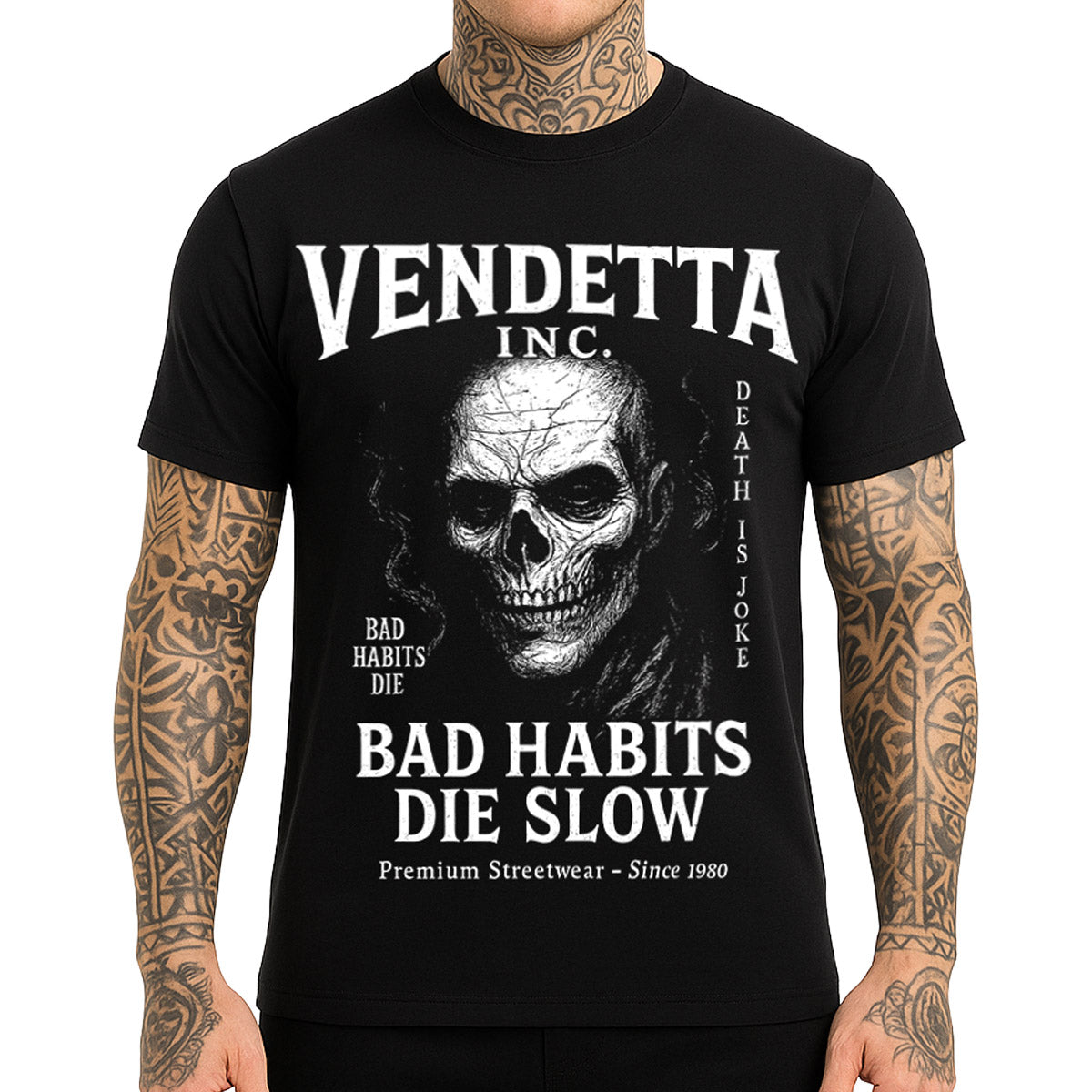 Vendetta Inc. Shirt Bad Habits Die Slow schwarz