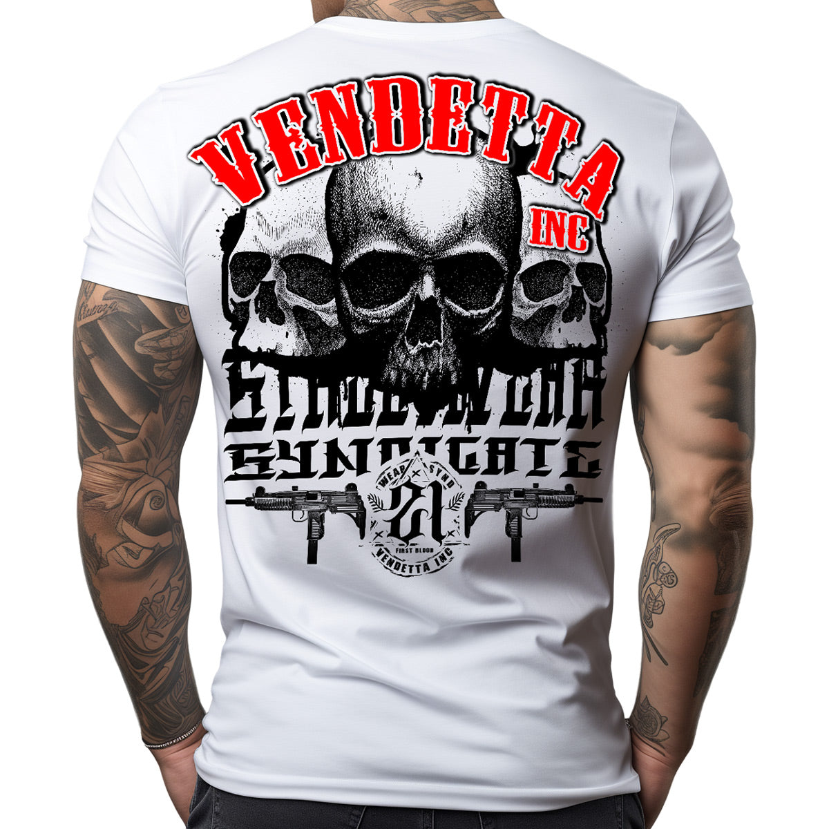 Vendetta Inc. Shirt weiß threes Skull VD-1357