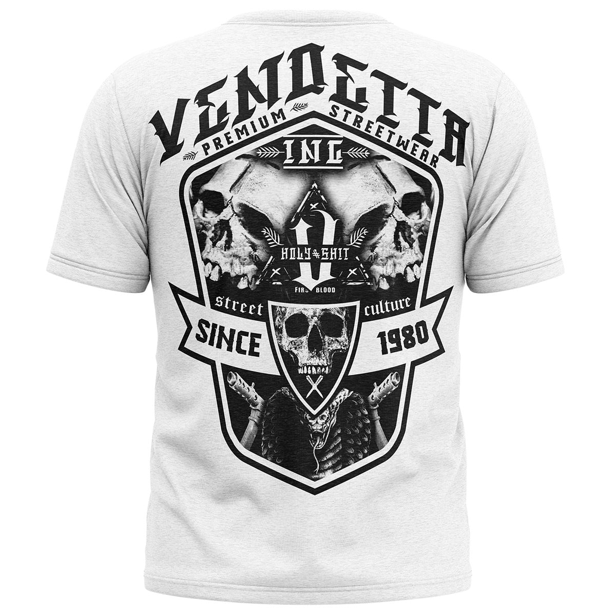 Vendetta Inc. Shirt weiß Twin Skulls VD-1384