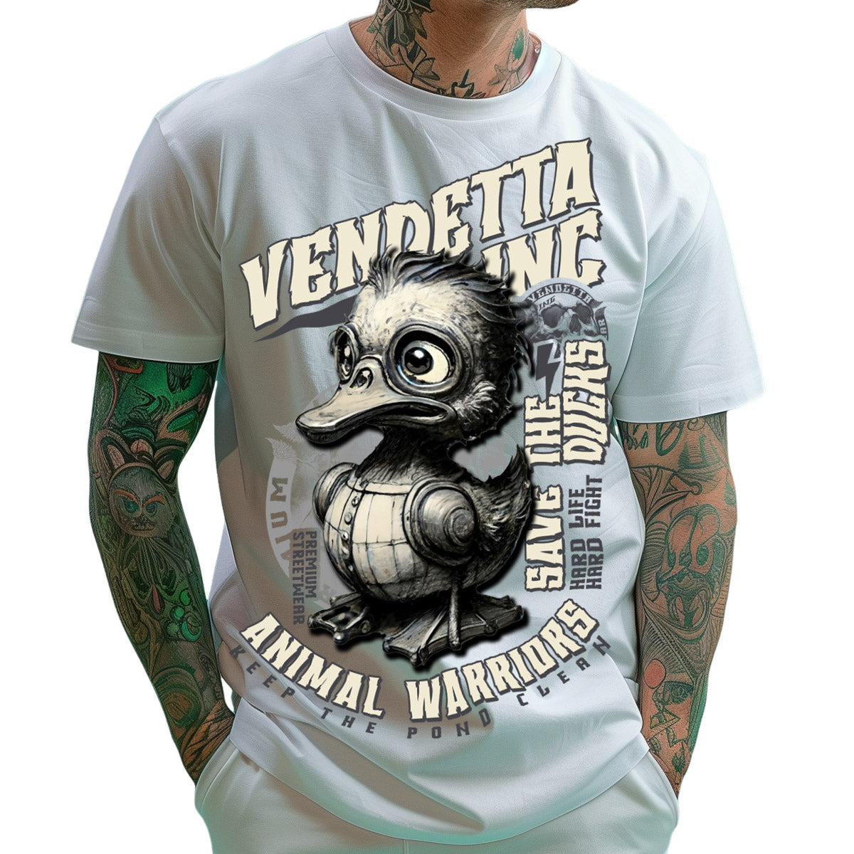 Vendetta Inc. Männer Shirt weiß Animal VD-1433
