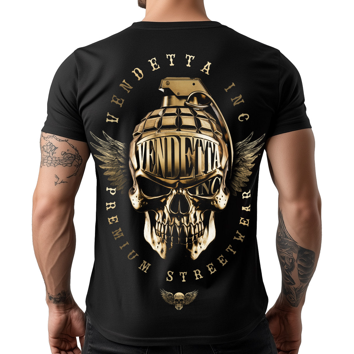 Vendetta Inc. Shirt Gold Skull schwarz VD-1498