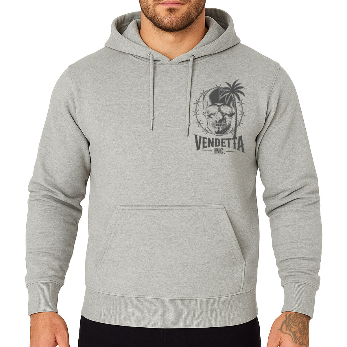 Vendetta Inc. Hoodie Palm Skull grau