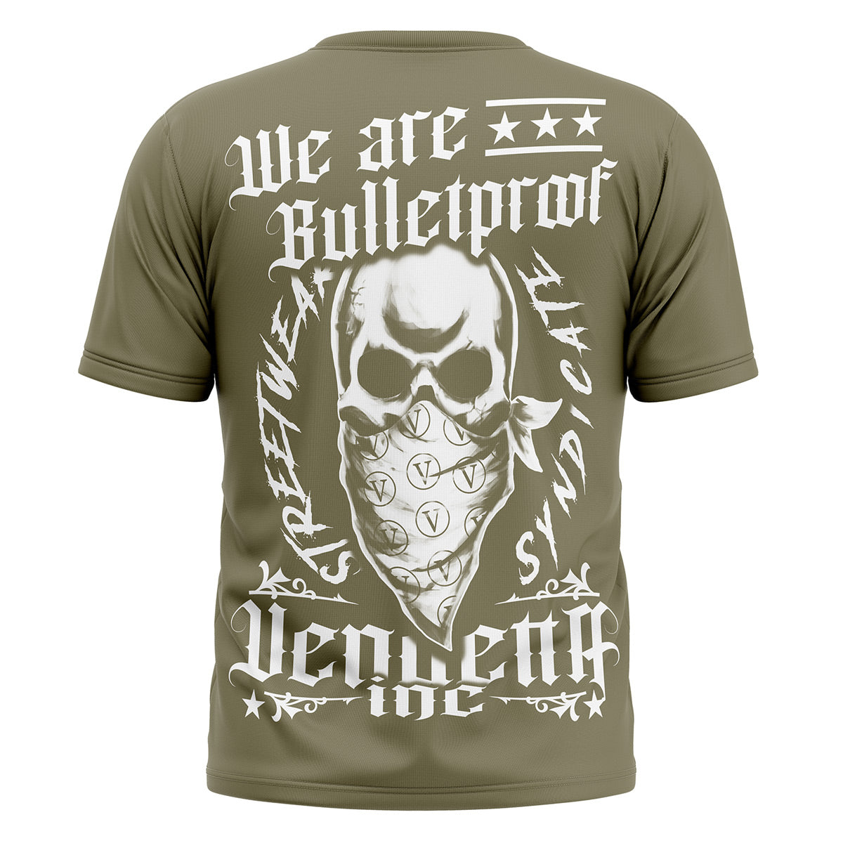 Vendetta Inc. Shirt army green V Skull VD-1410
