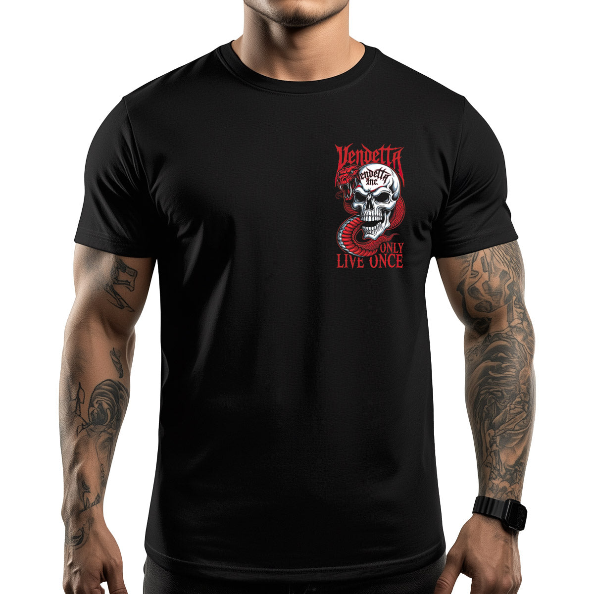 Vendetta Inc. Shirt Live Once Skull schwarz VD-1569