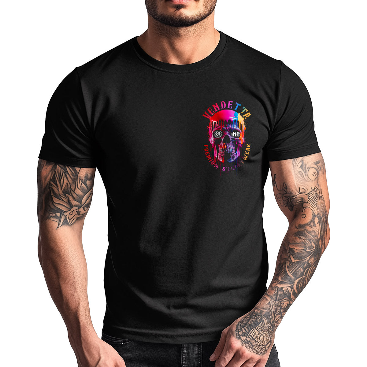 Vendetta Inc. Shirt Color Skull schwarz VD-1532