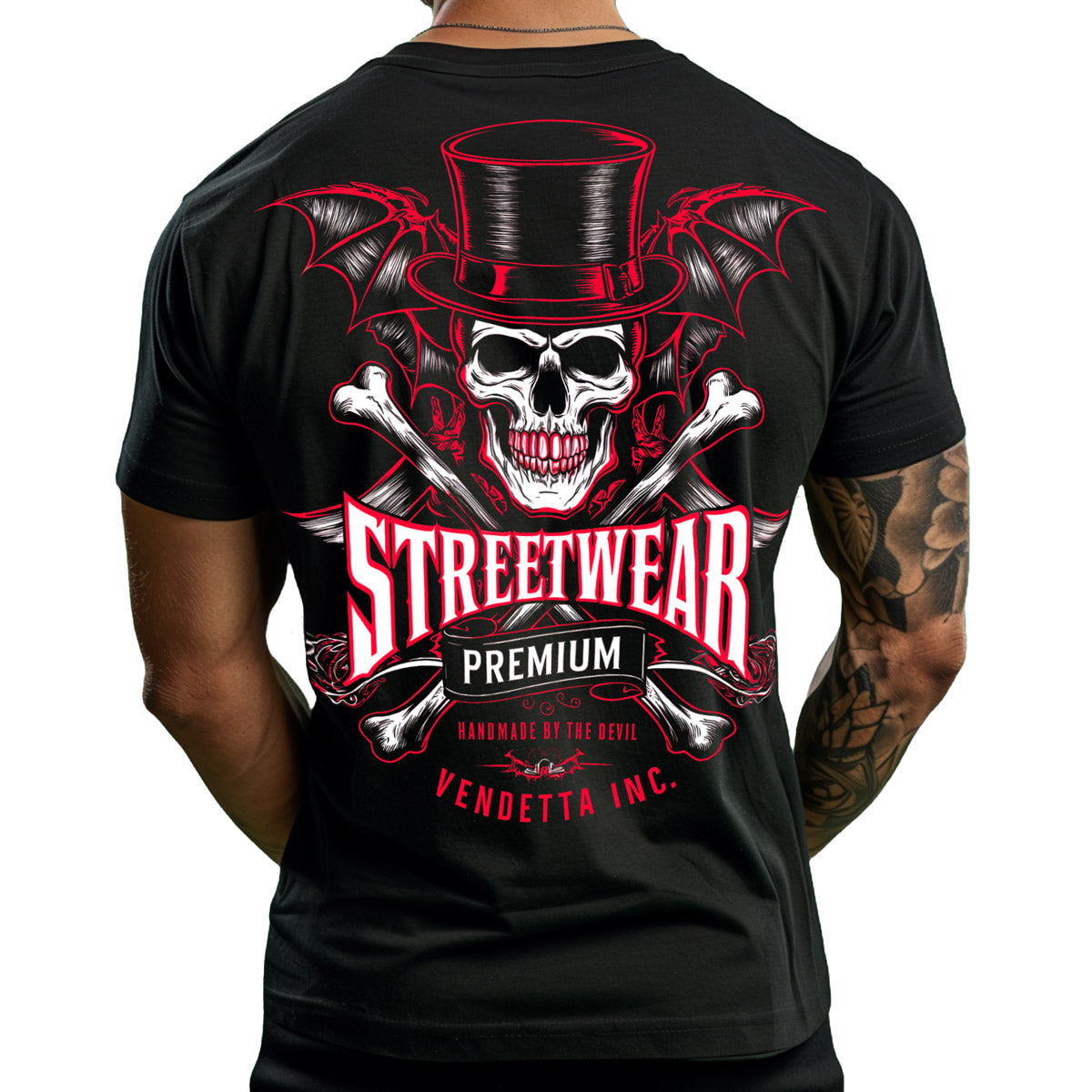 Vendetta Inc. Shirt Top Hat Skull schwarz VD-1436