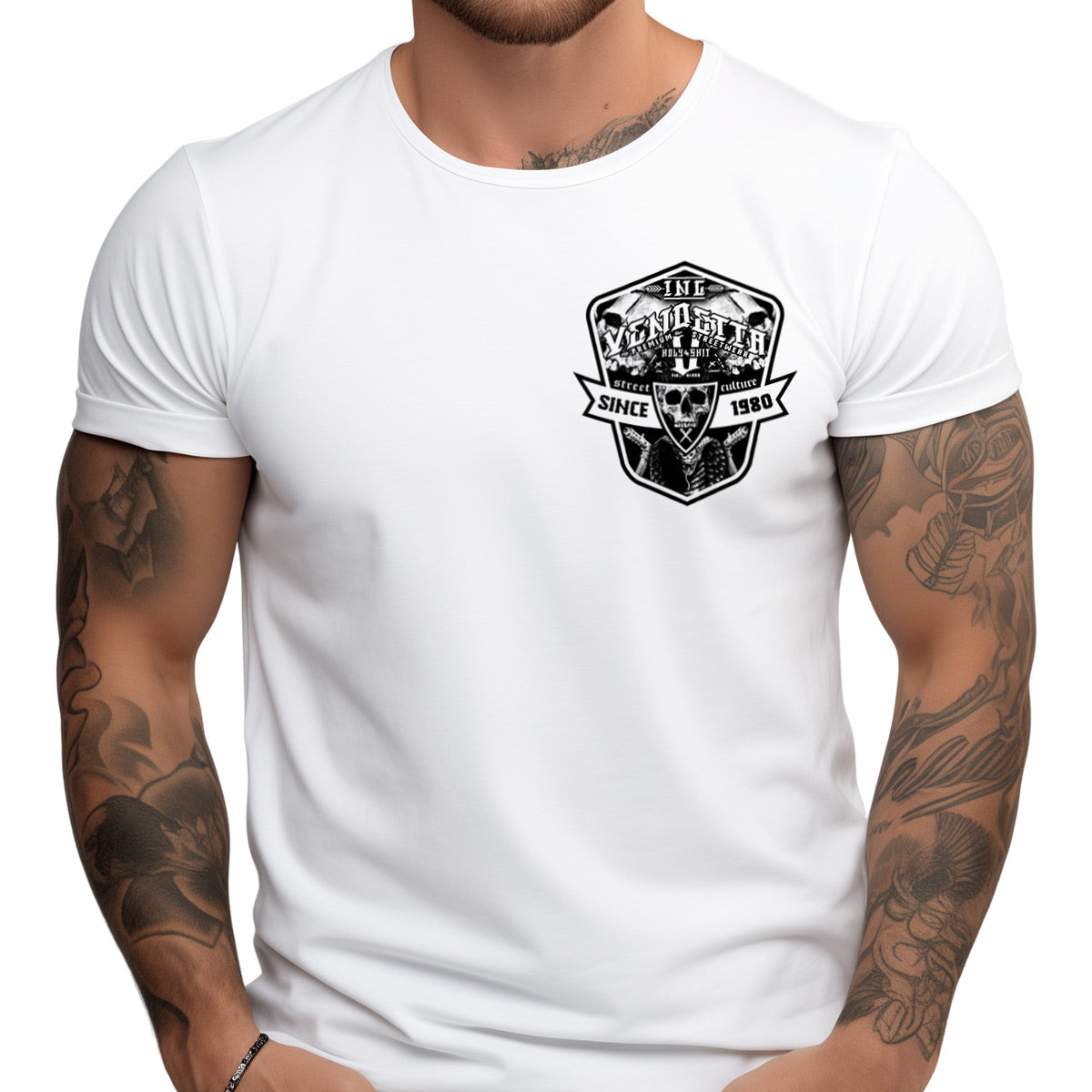 Vendetta Inc. Shirt weiß Twin Skulls VD-1384