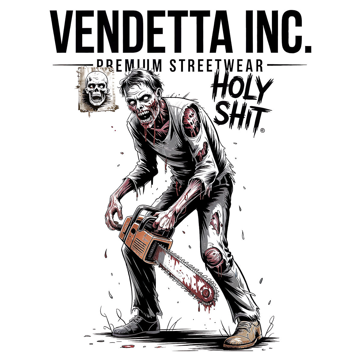 Vendetta Inc. Shirt Chainsaw Zombie weiß VD-1629