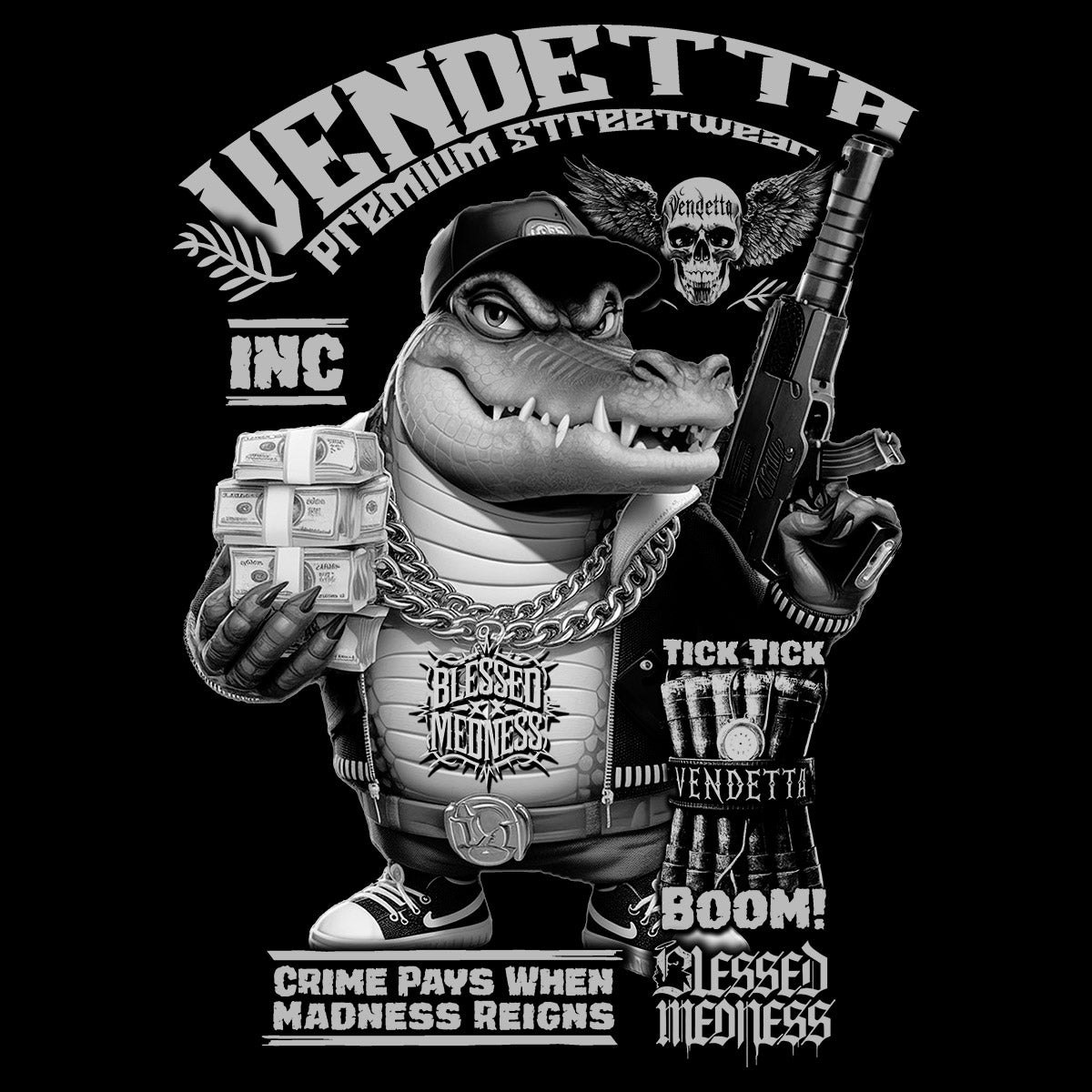 Vendetta Inc. Shirt Croco Boom schwarz VD-1535
