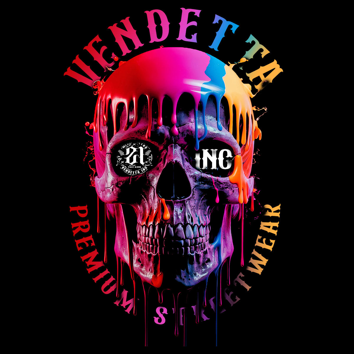 Vendetta Inc. Shirt Color Skull schwarz VD-1532