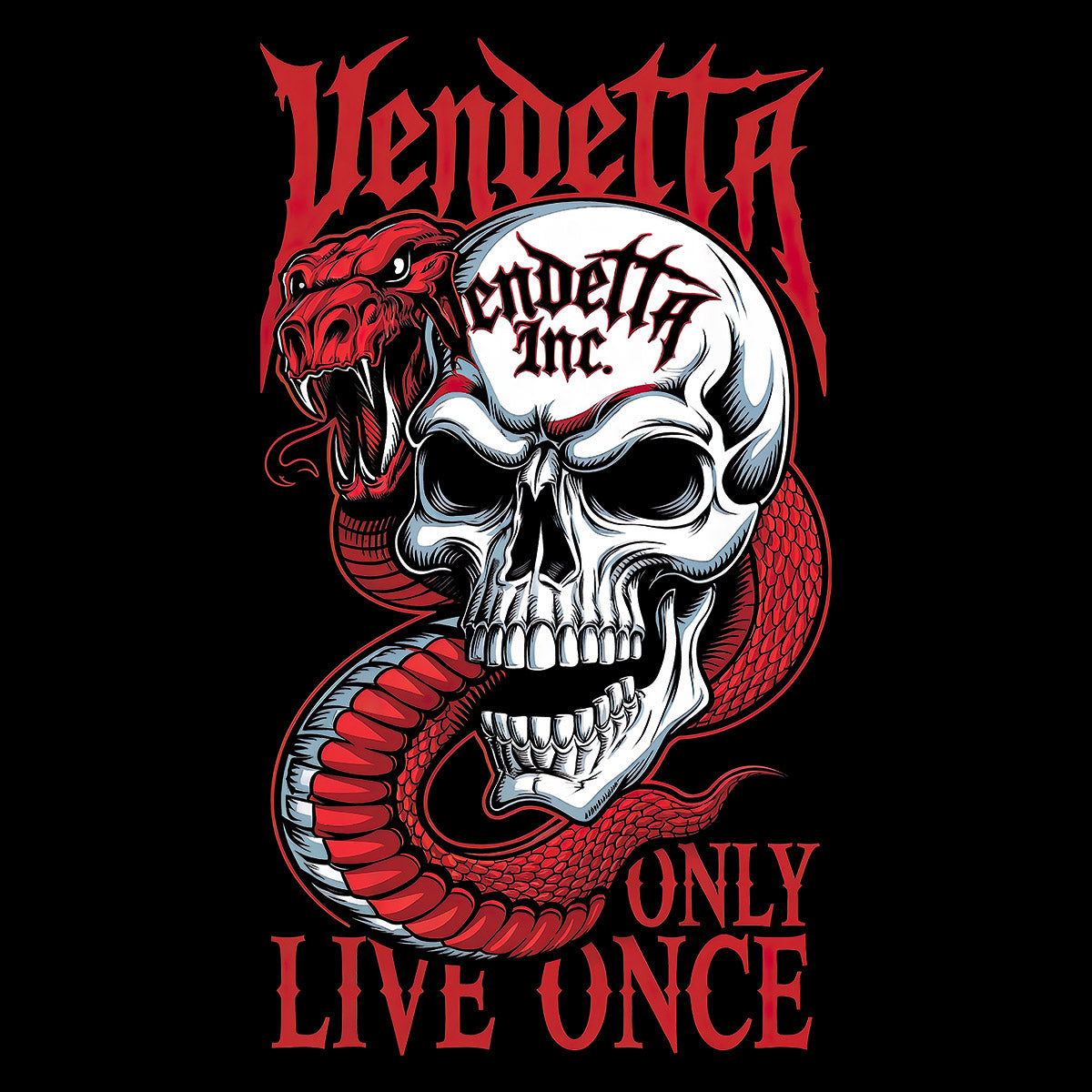 Vendetta Inc. Shirt Live Once Skull schwarz VD-1569
