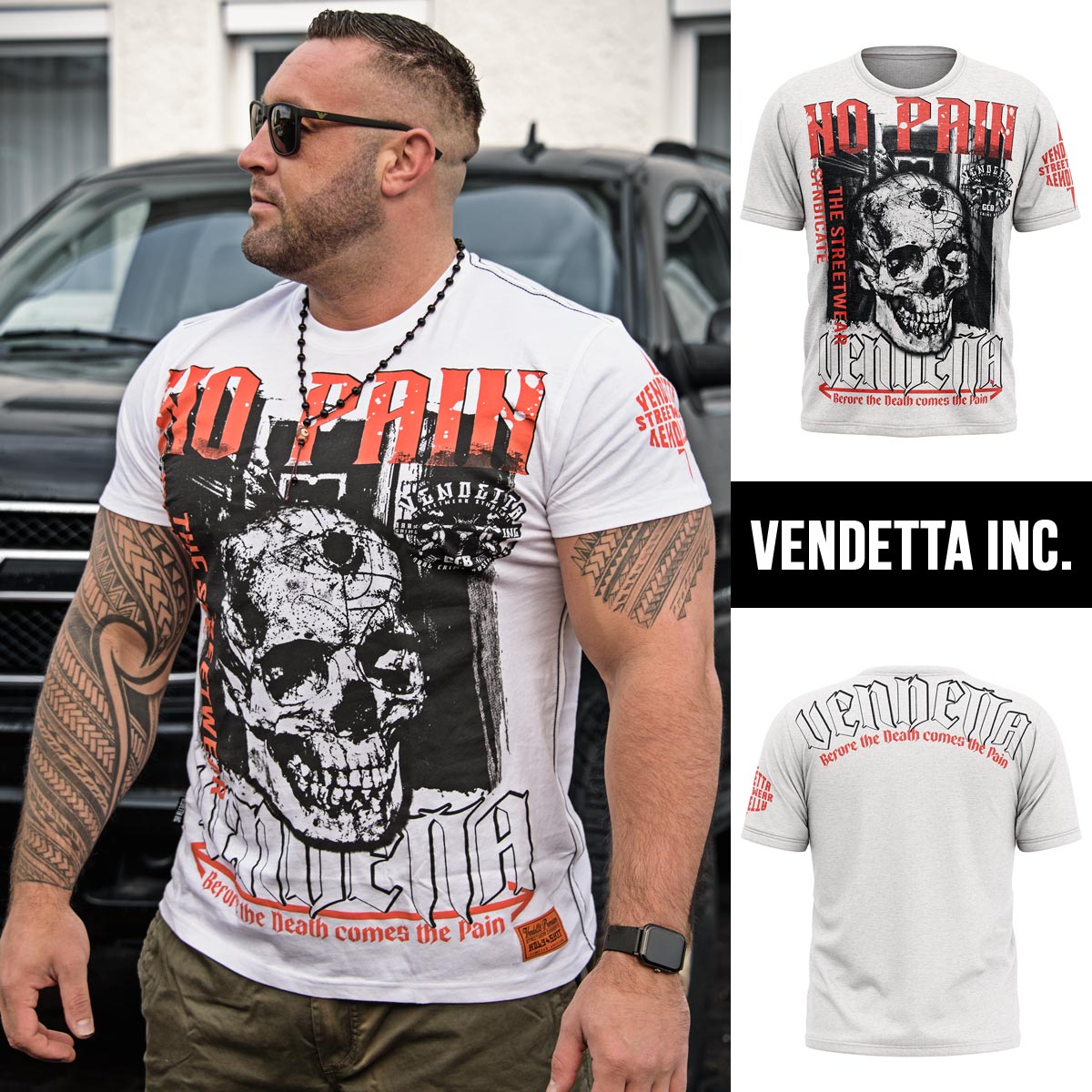 Vendetta Inc. Shirt No Pain weiß VD-1200