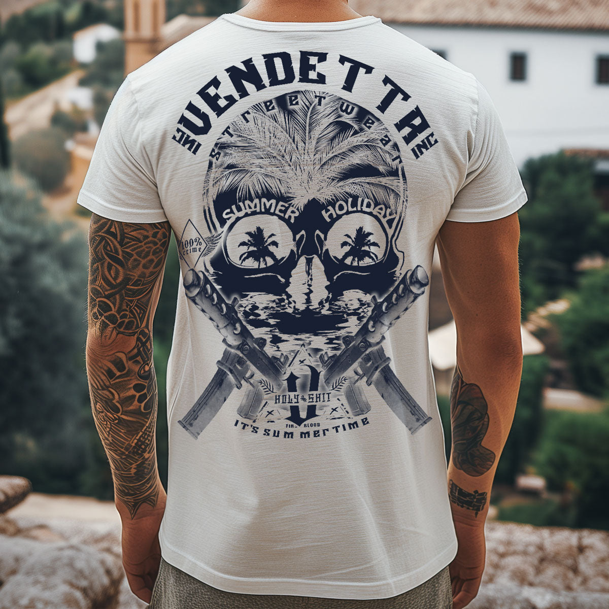 Vendetta Inc. Shirt weiß Skull Holiday VD-1349