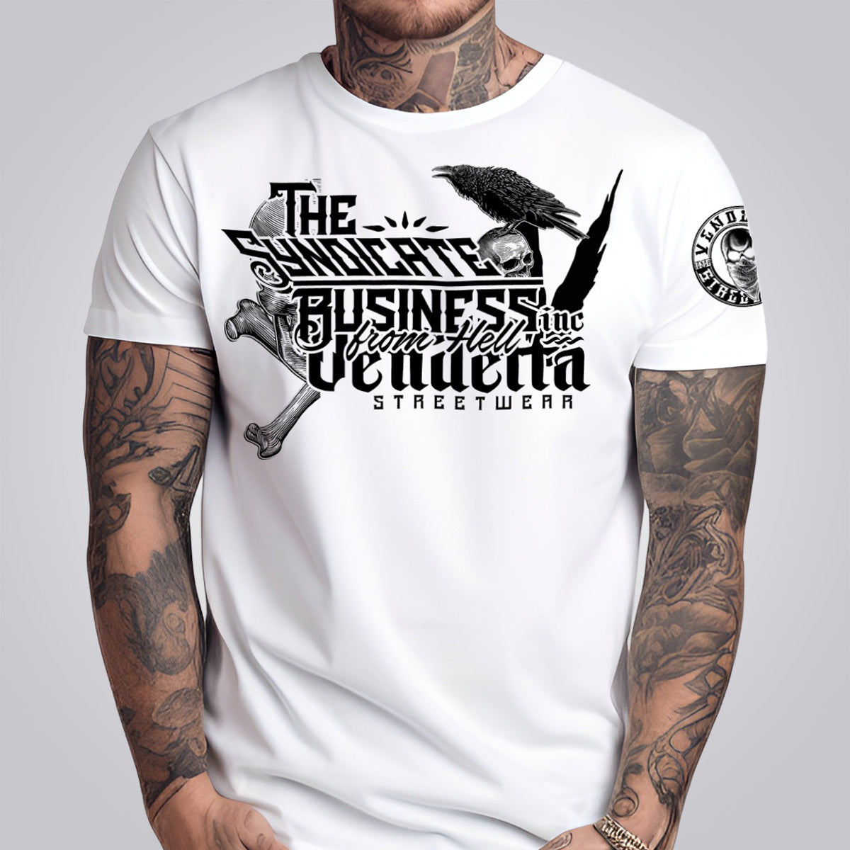 Vendetta Inc. Shirt Skull & Crow weiß VD-1339