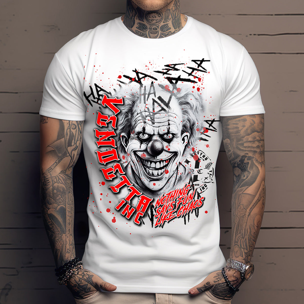 Vendetta Inc. Shirt Crazy Clown weiß VD-1279