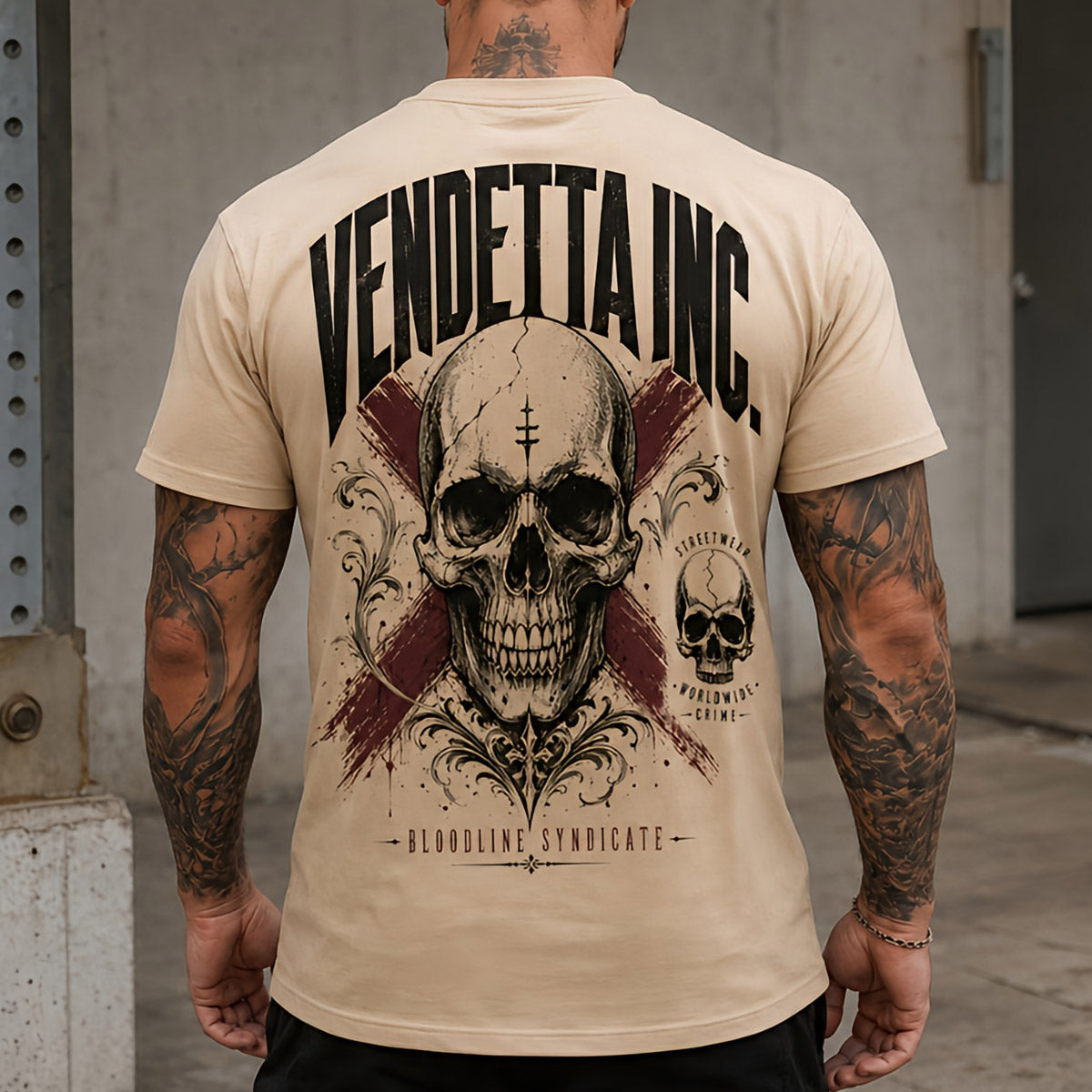 Vendetta Inc. Shirt Skull Syndicate beige