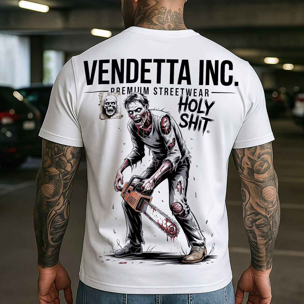 Vendetta Inc. Shirt Chainsaw Zombie weiß VD-1629