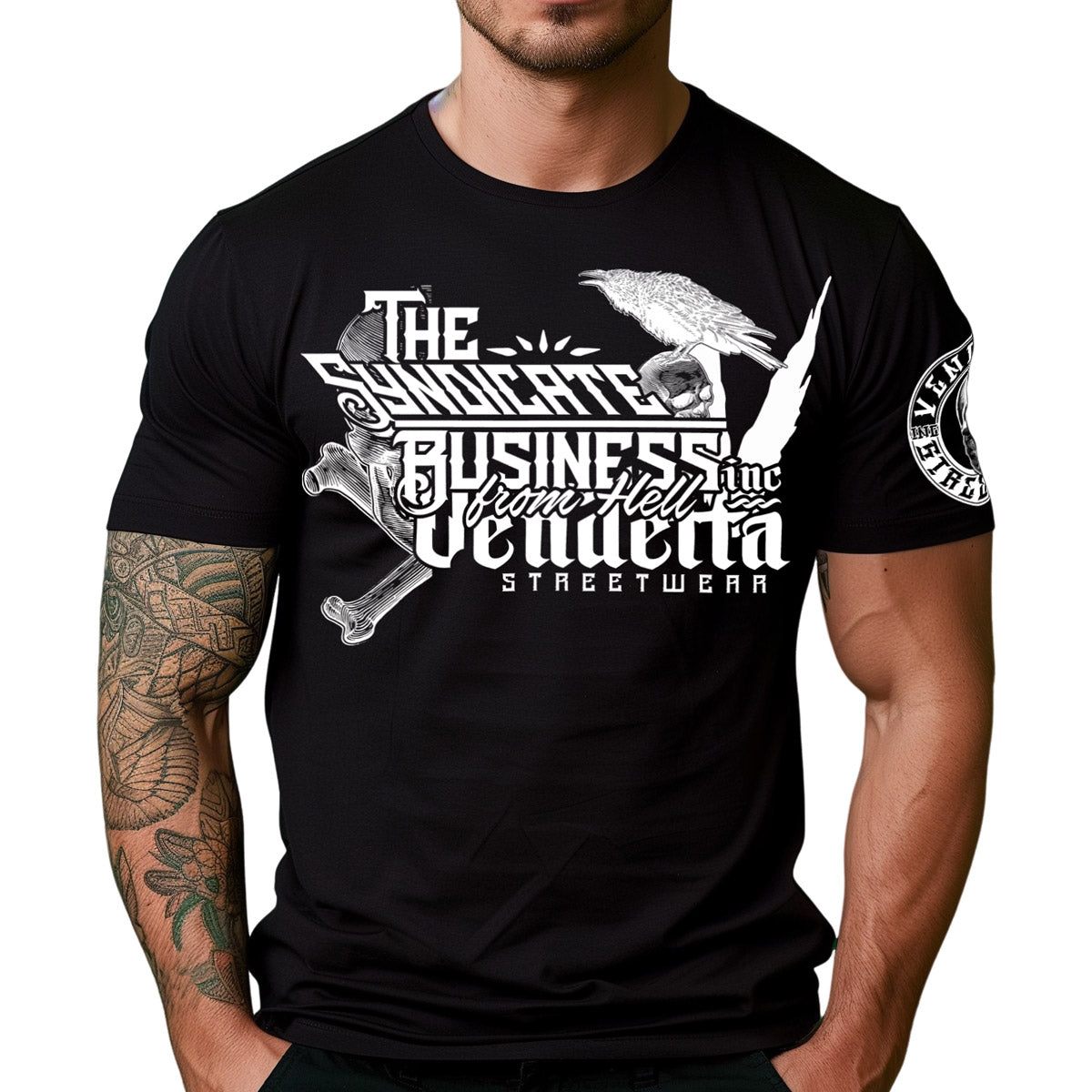Vendetta Inc. Shirt Skull & Crow schwarz VD-1339