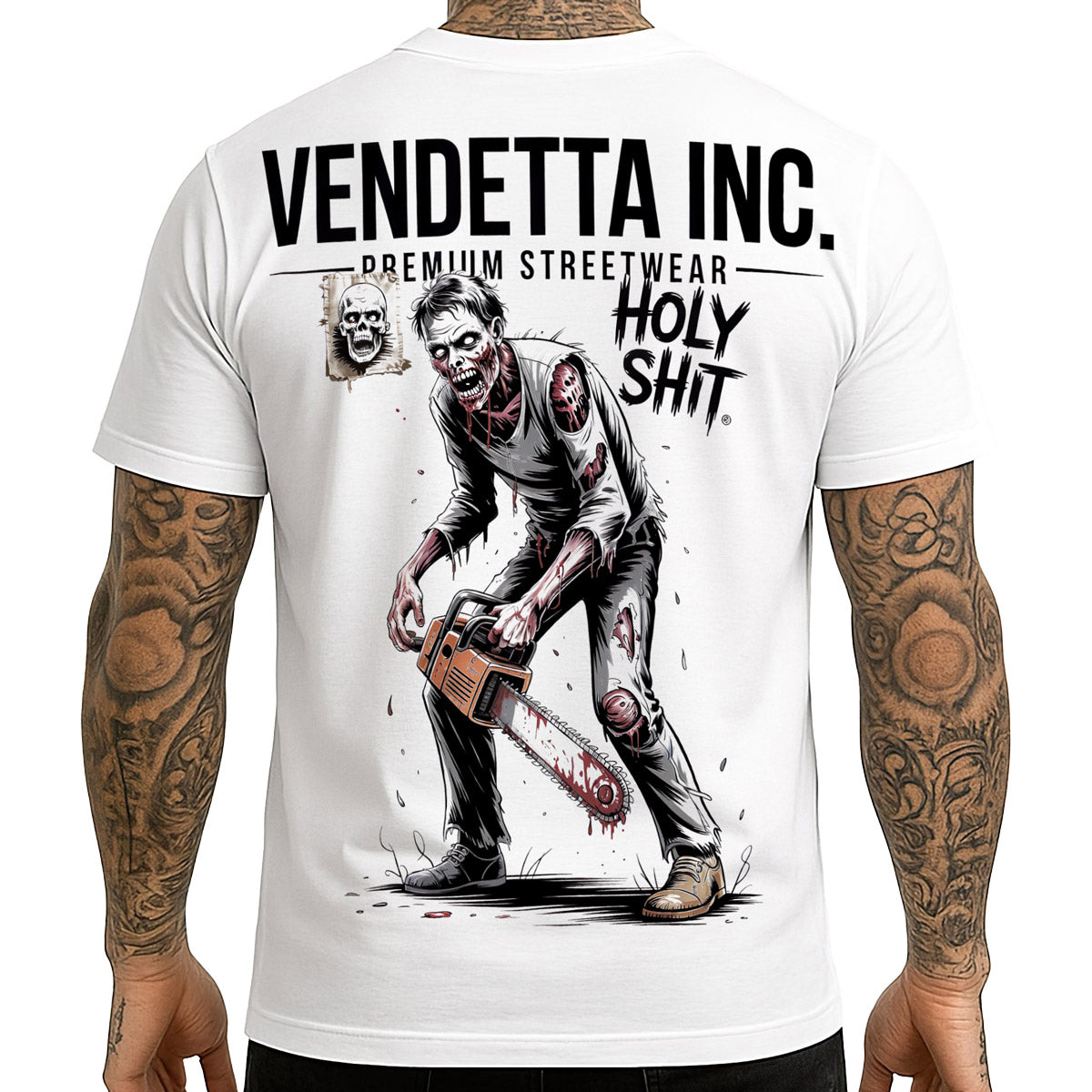 Vendetta Inc. Shirt Chainsaw Zombie weiß VD-1629