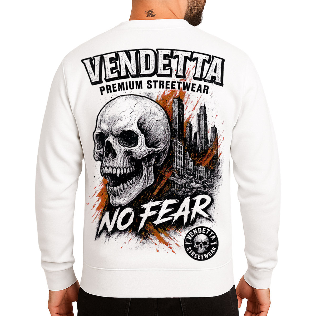 Vendetta Inc. Sweatshirt Skull City weiß