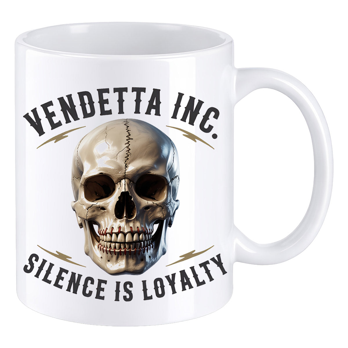 Vendetta Inc. Print Tasse – Silence Is Loyalty Skull Mug