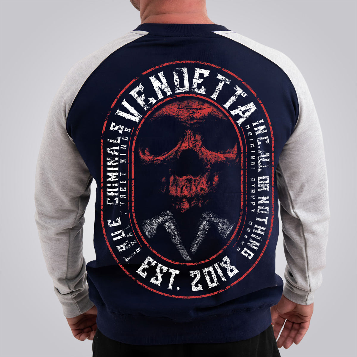 Vendetta Inc. Herren Sweatshirt Skull Crime navy-grau VD-4030