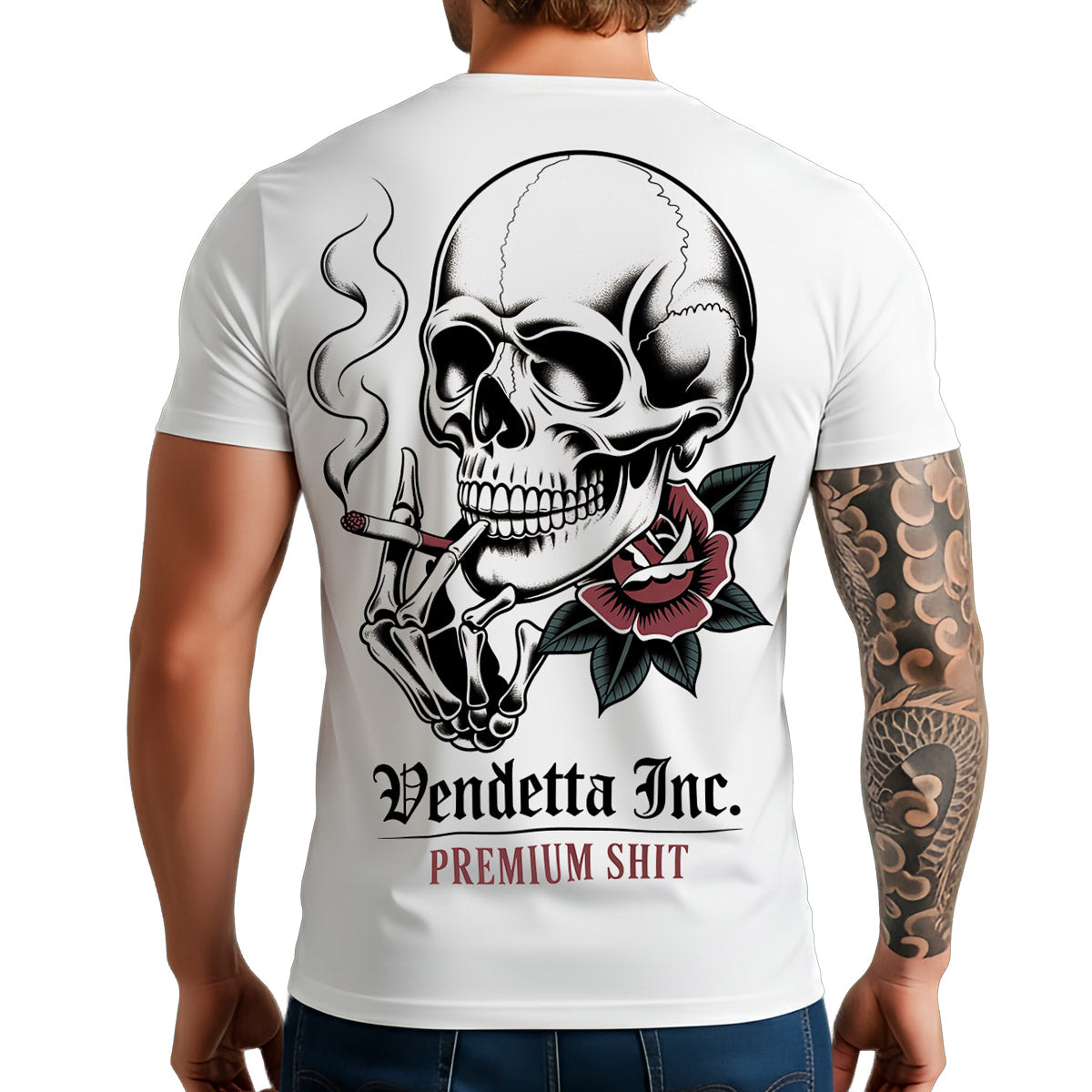 Vendetta Inc. Shirt Smoking Skull weiß