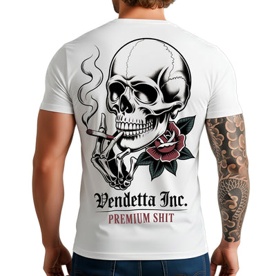 Vendetta Inc. Shirt Smoking Skull weiß