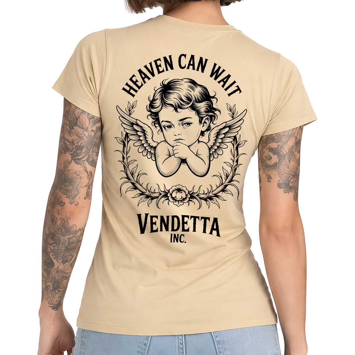 Vendetta Inc. Frauen Shirt Heaven Can Wait sand