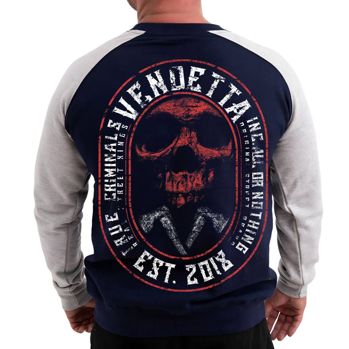 Vendetta Inc. Herren Sweatshirt Skull Crime navy-grau VD-4030