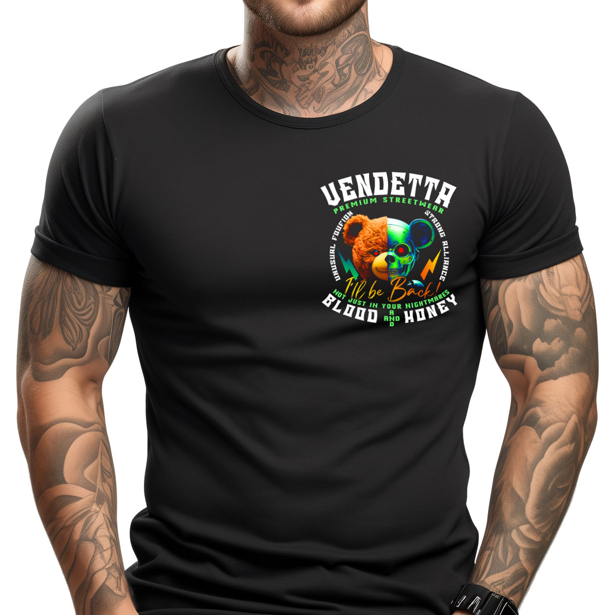 Vendetta Inc. Shirt Bear Honey schwarz VD-1429
