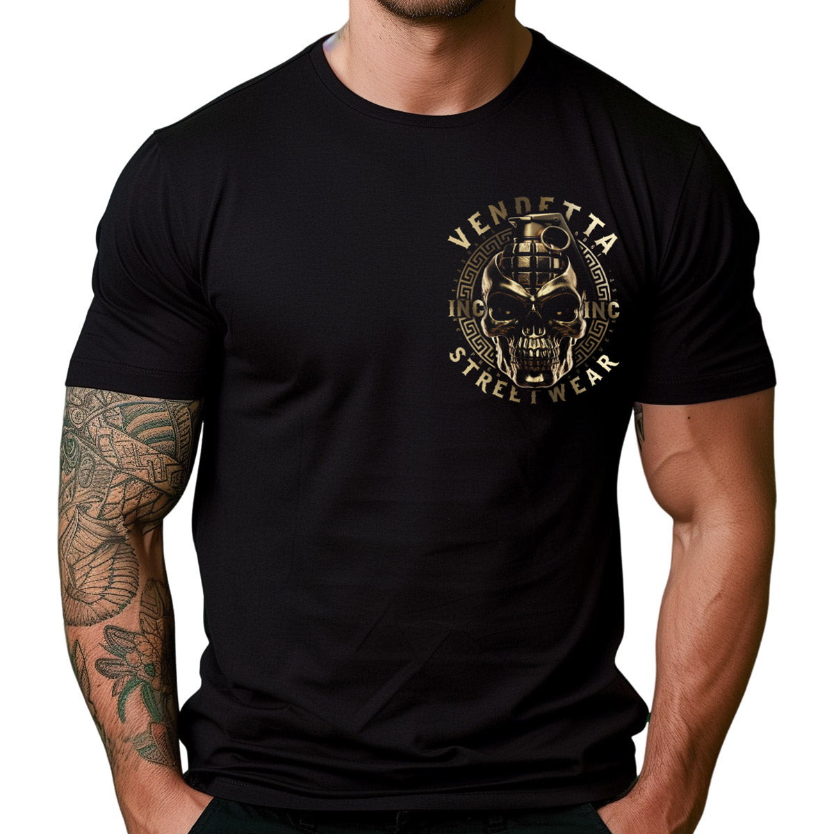 Vendetta Inc. Shirt Skull Combat schwarz VD-1434