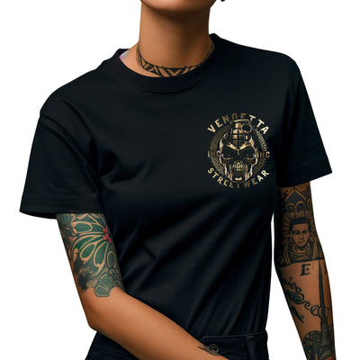 Vendetta Inc. Frauen Shirt Skull Combat schwarz VD-0039
