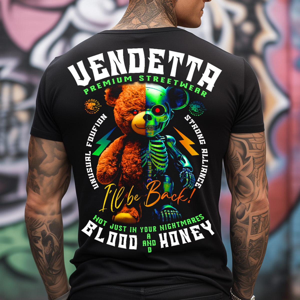 Vendetta Inc. Shirt Bear Honey schwarz VD-1429