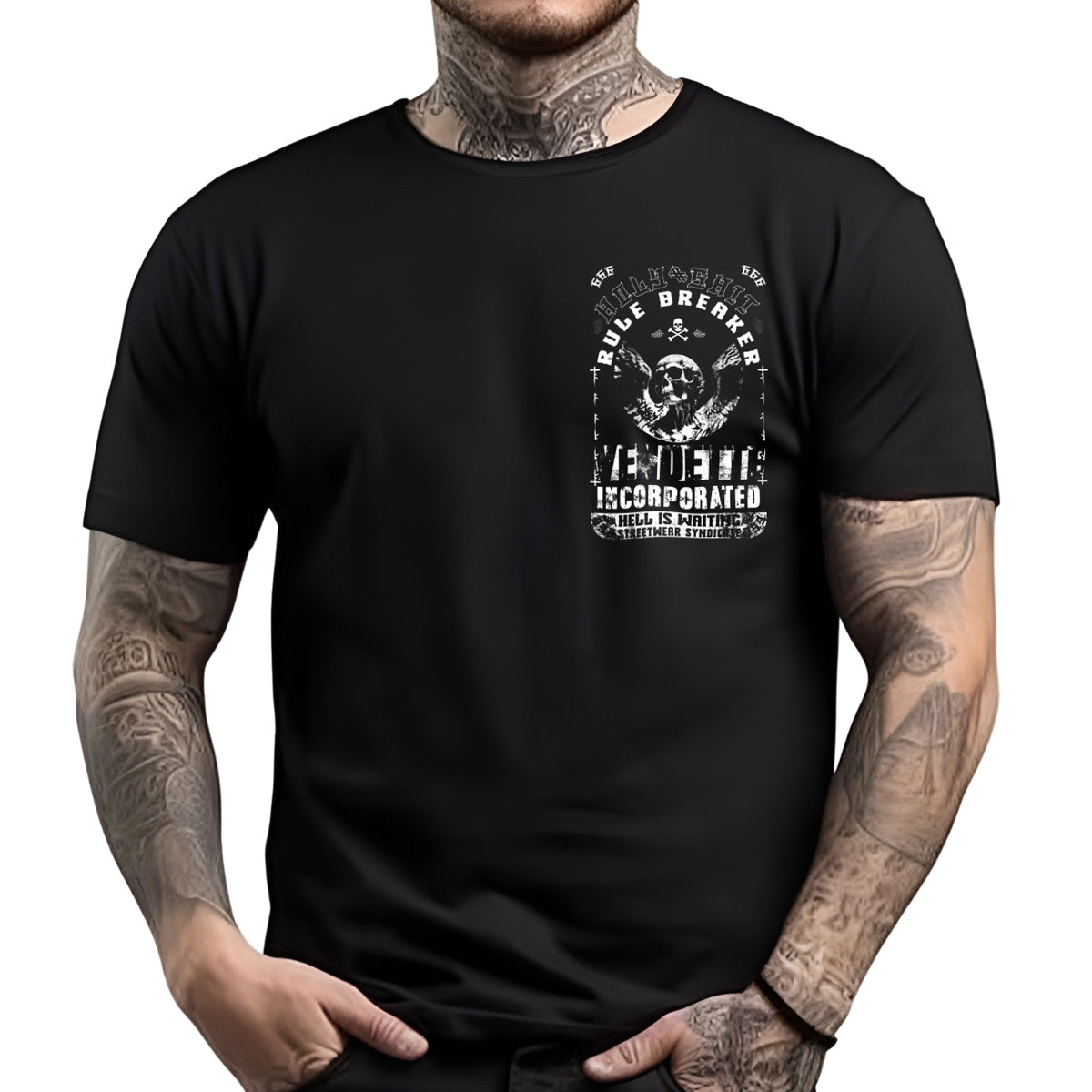 Vendetta Inc. Men's Shirt Hell is Waiting black VD-1306