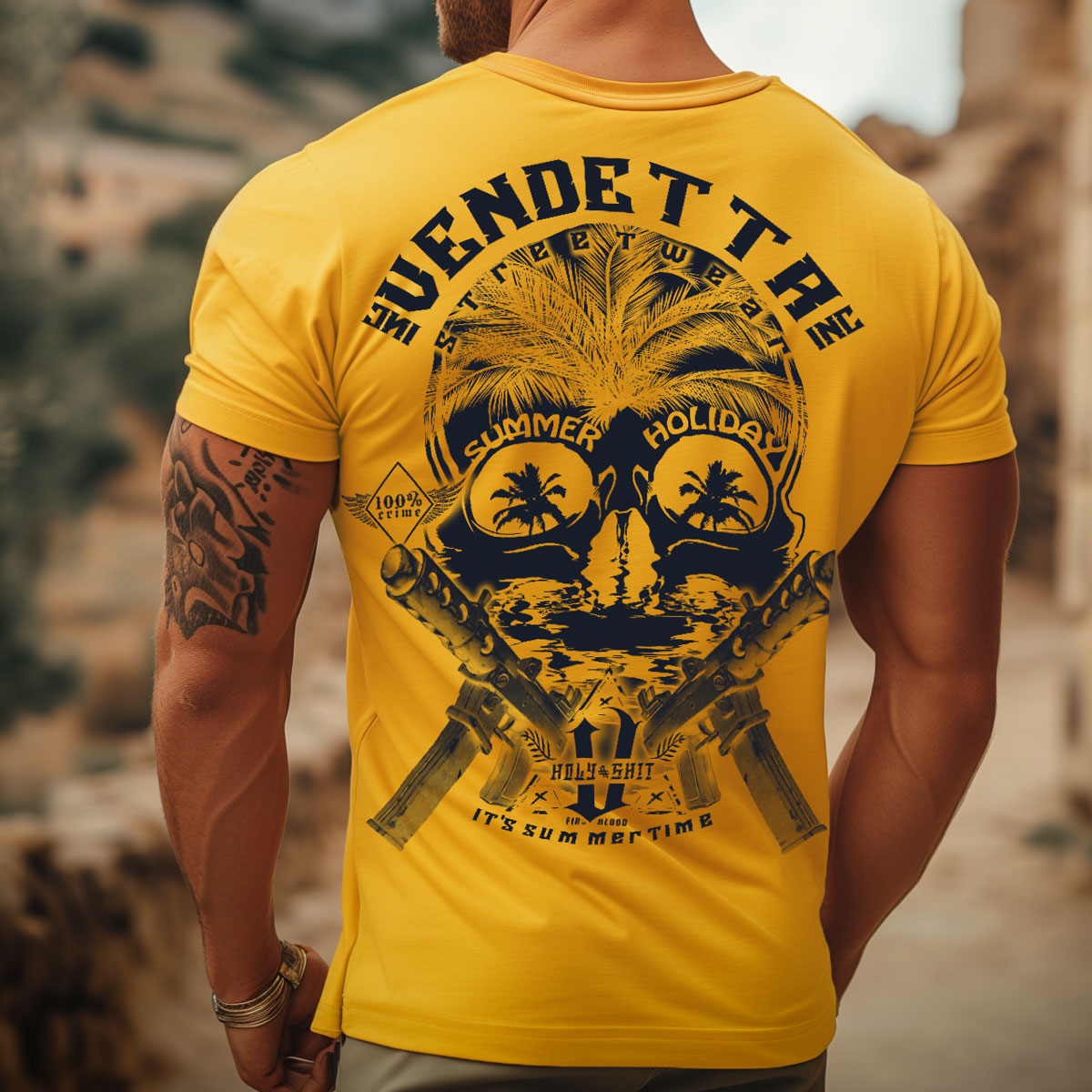 Vendetta Inc. Shirt gelb Skull Holiday