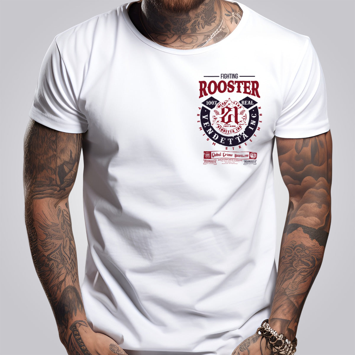 Vendetta Inc. Shirt Rooster white 1325