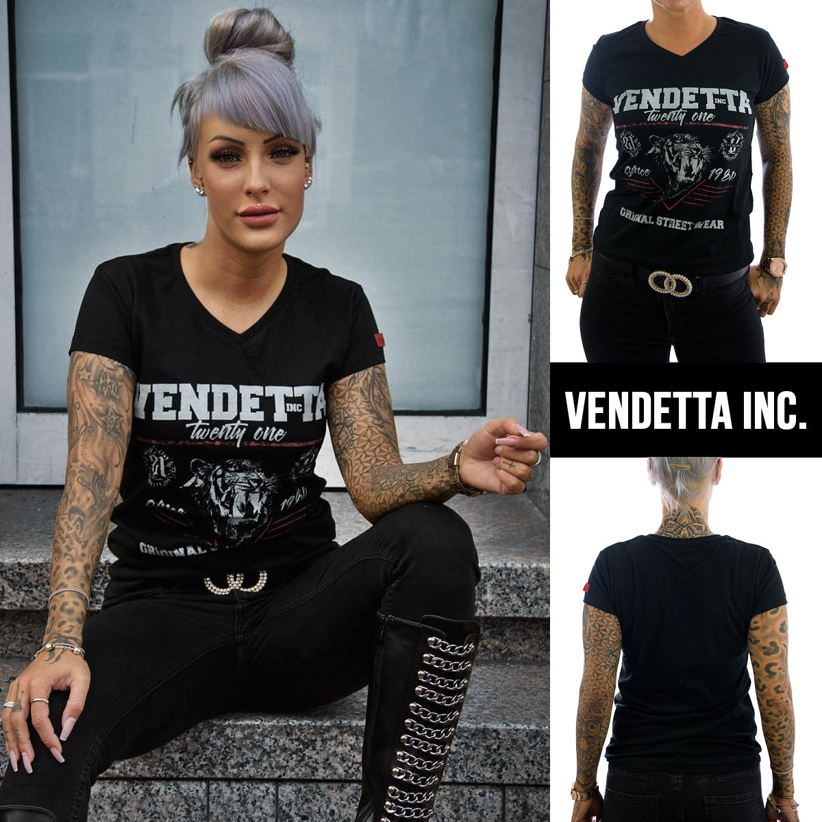 Vendetta Inc. Damen Shirt Tiger schwarz 0021