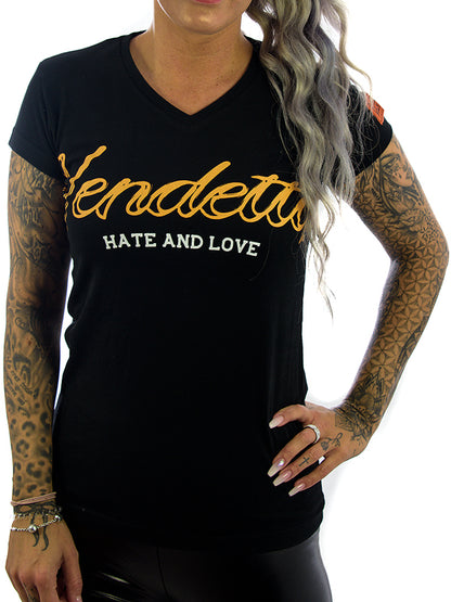 Vendetta Inc. Damen Shirt Hate and Love 0019 schwarz