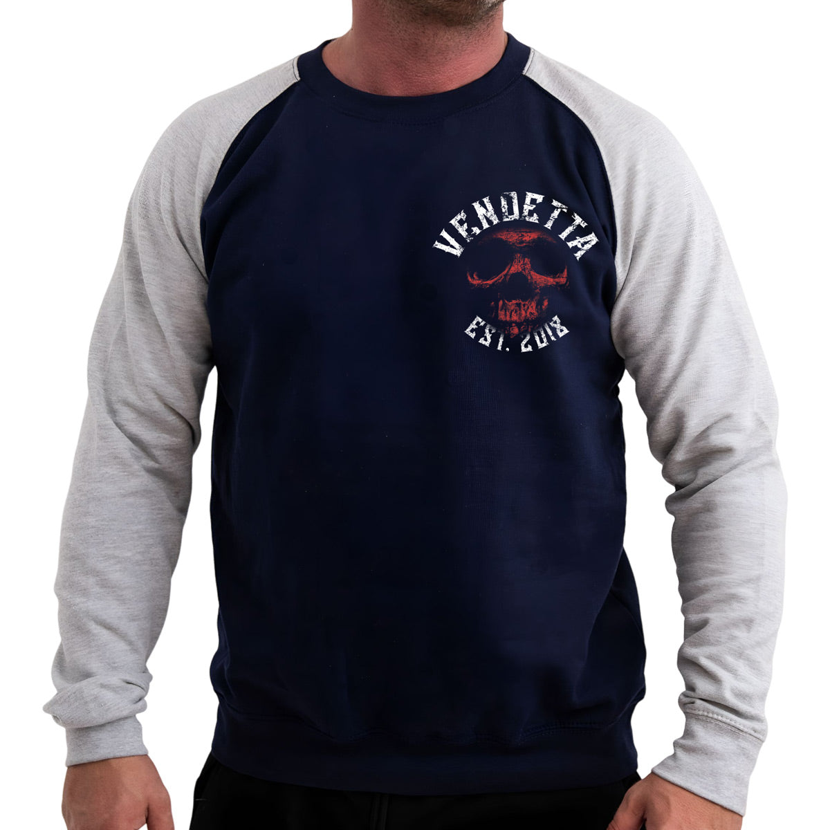 Vendetta Inc. Herren Sweatshirt Skull Crime navy-grau VD-4030