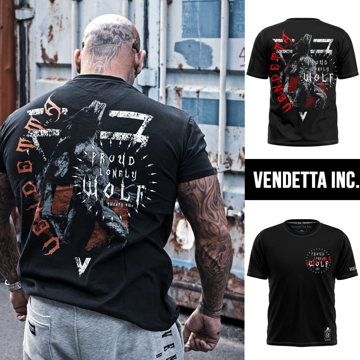 Vendetta Inc. Wolf Shirt schwarz VD-1104