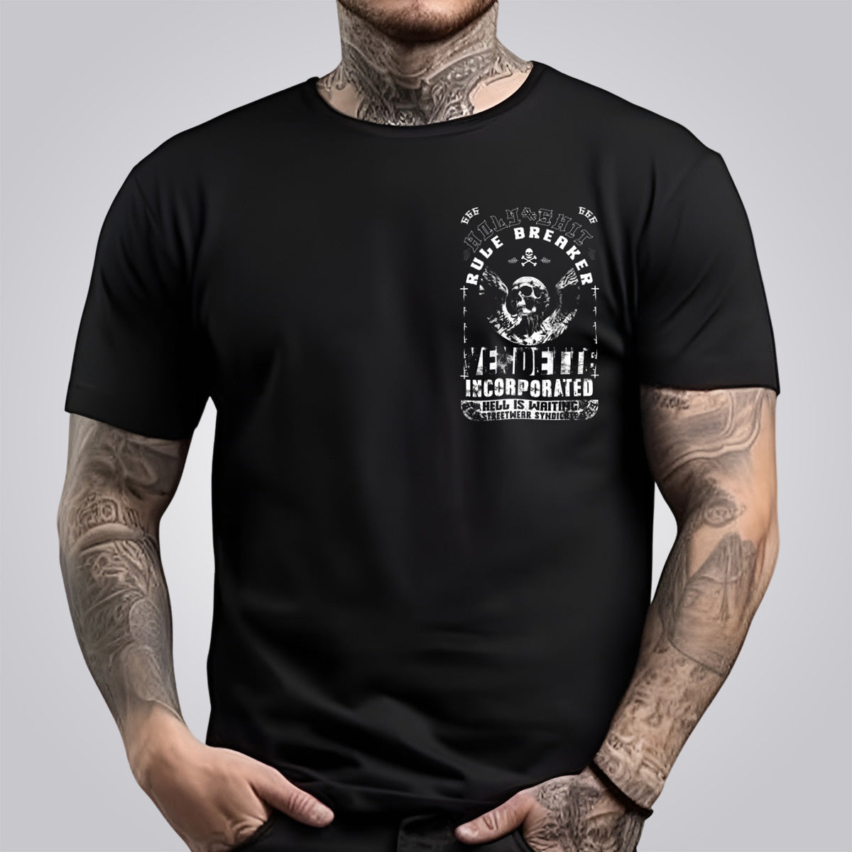 Vendetta Inc. Men's Shirt Hell is Waiting black VD-1306