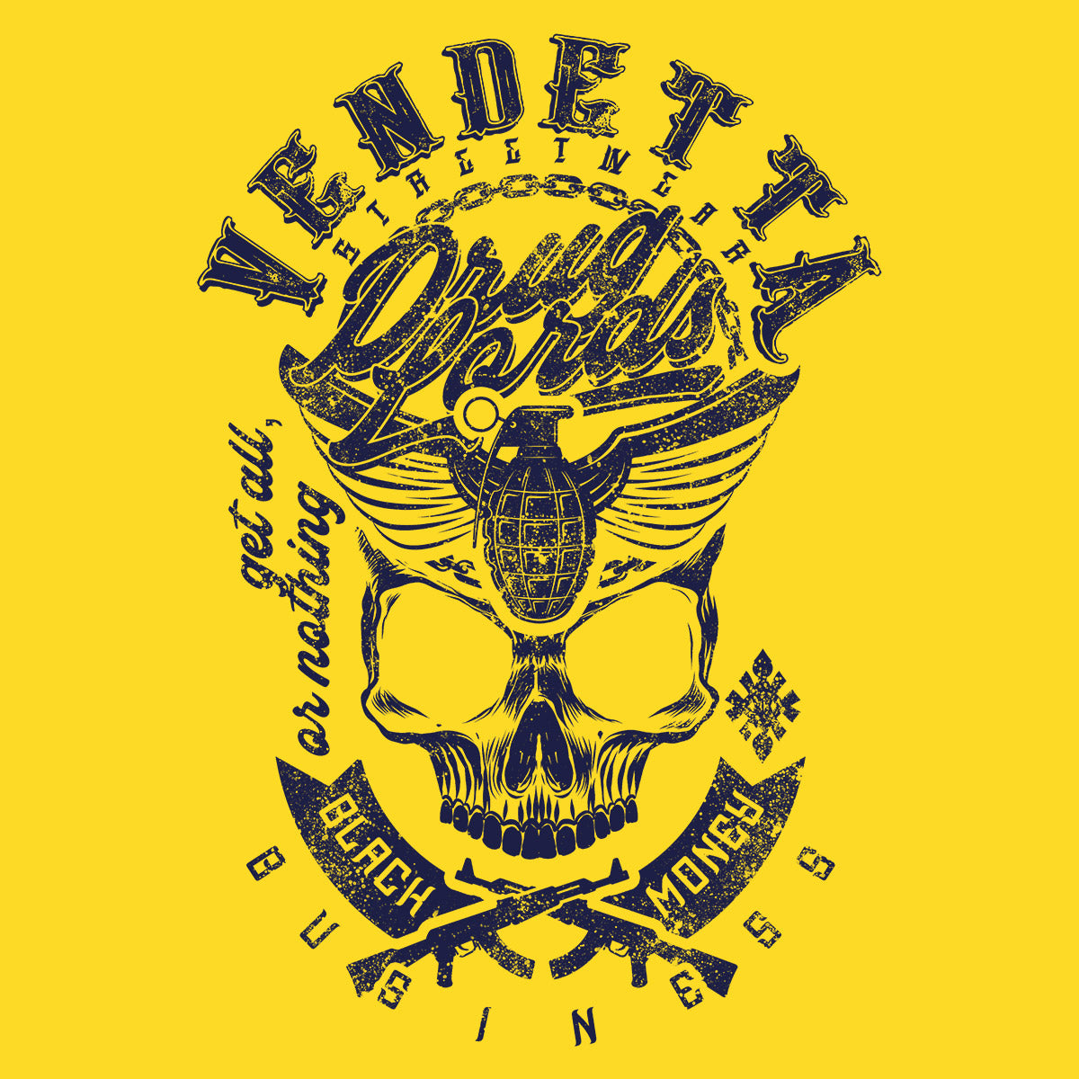 Vendetta Inc. Shirt Black Money gelb VD-1624