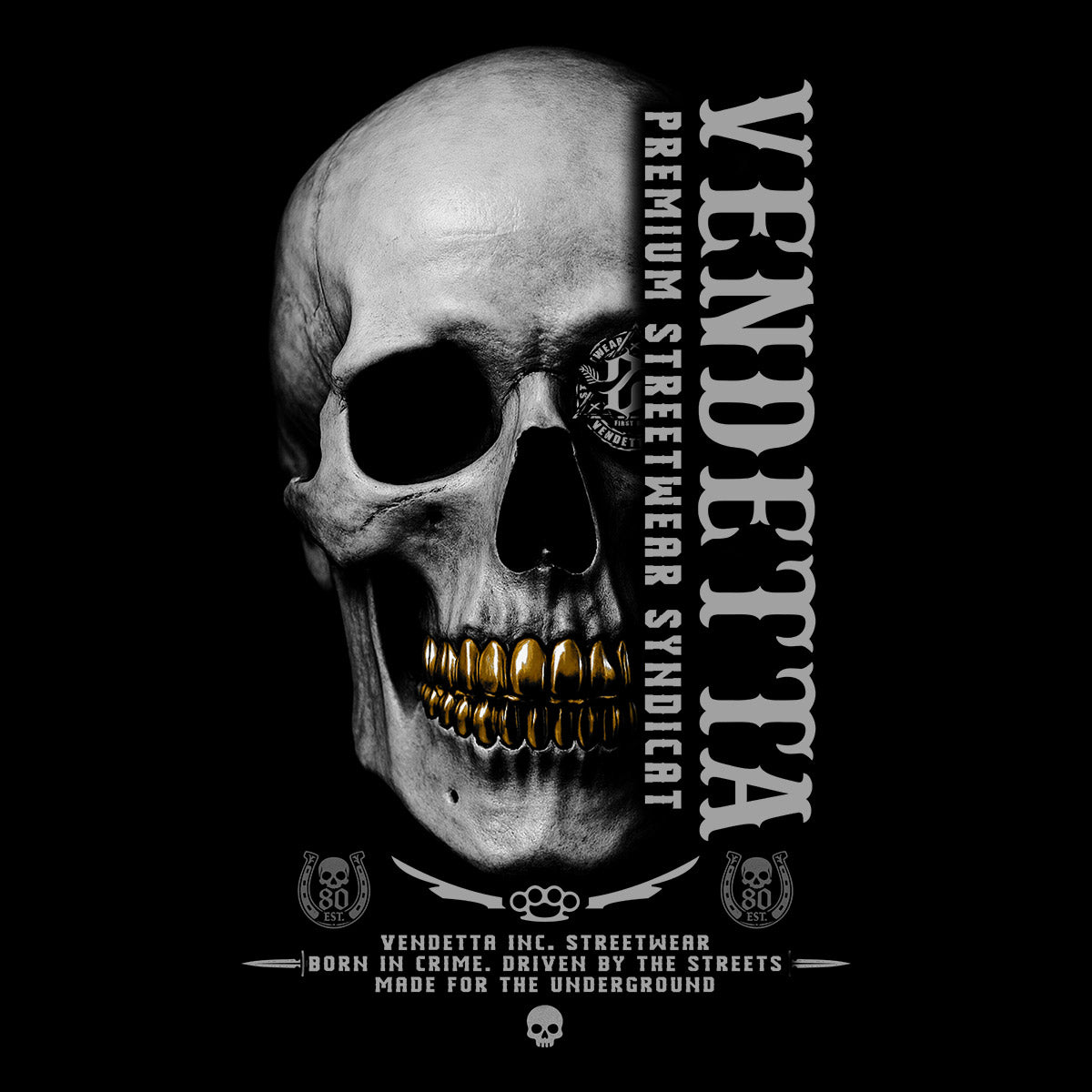 Vendetta Inc. Hoodie Golden Skull schwarz