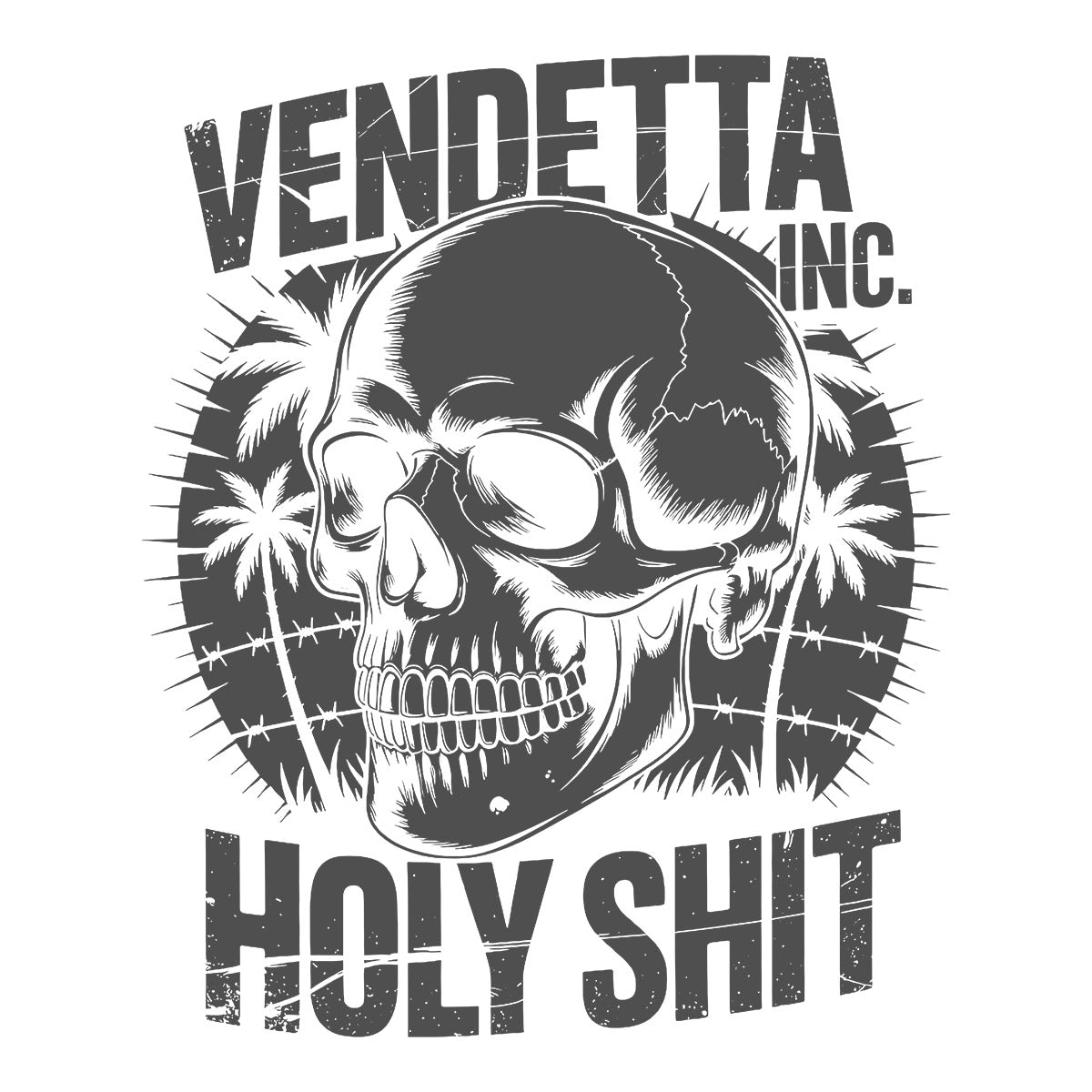 Vendetta Inc. Hoodie Palm Skull grau