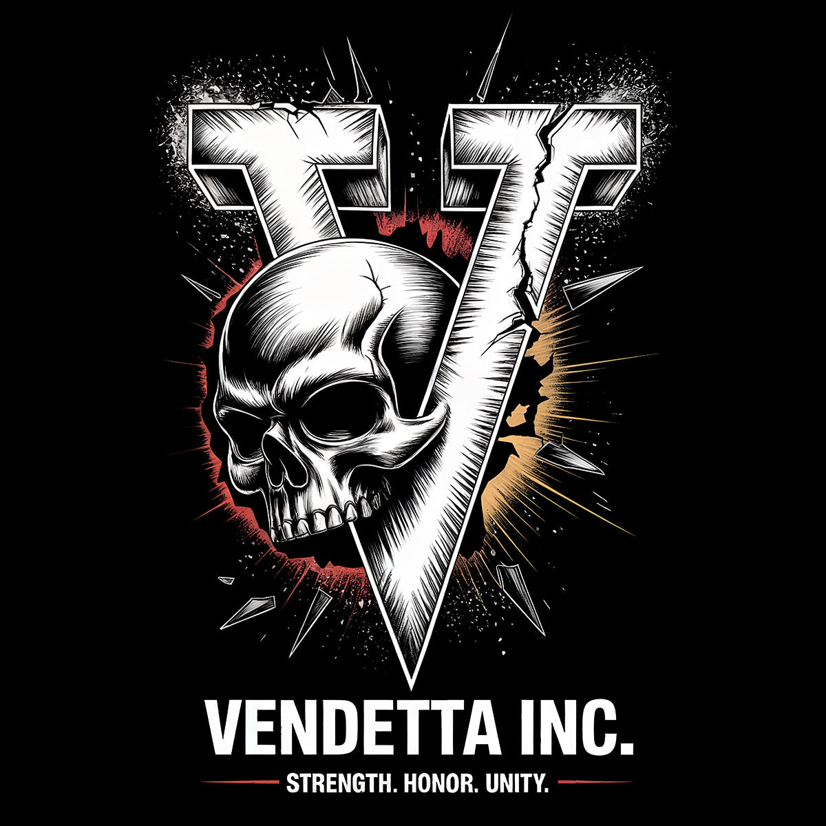 Vendetta Inc. Shirt V Skull Core schwarz