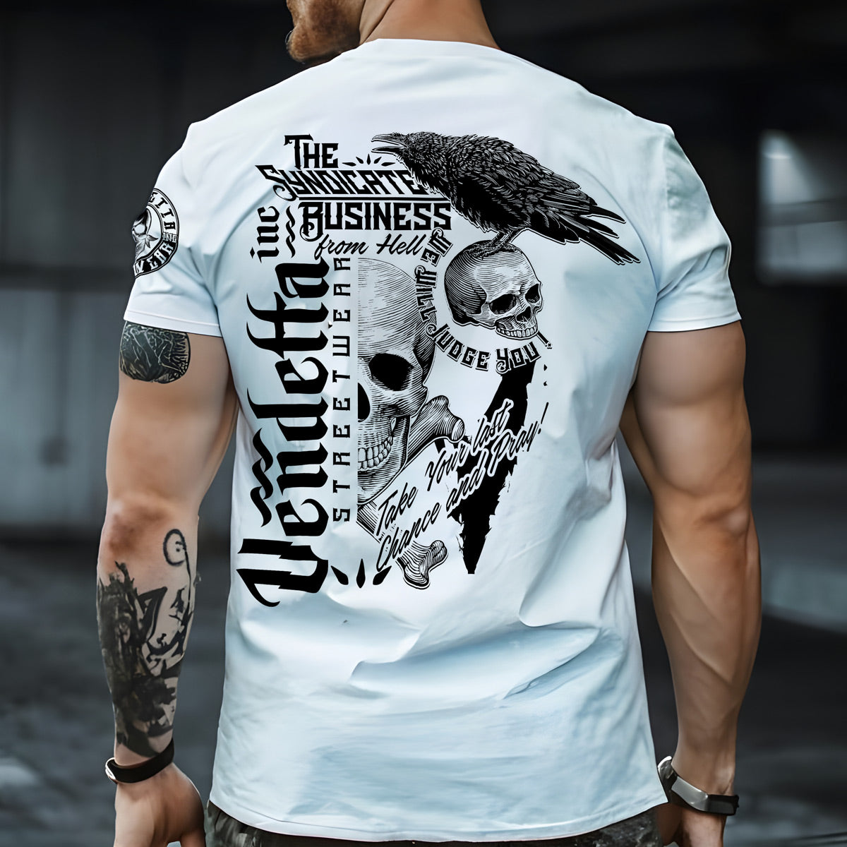 Vendetta Inc. Shirt Skull & Crow weiß VD-1339