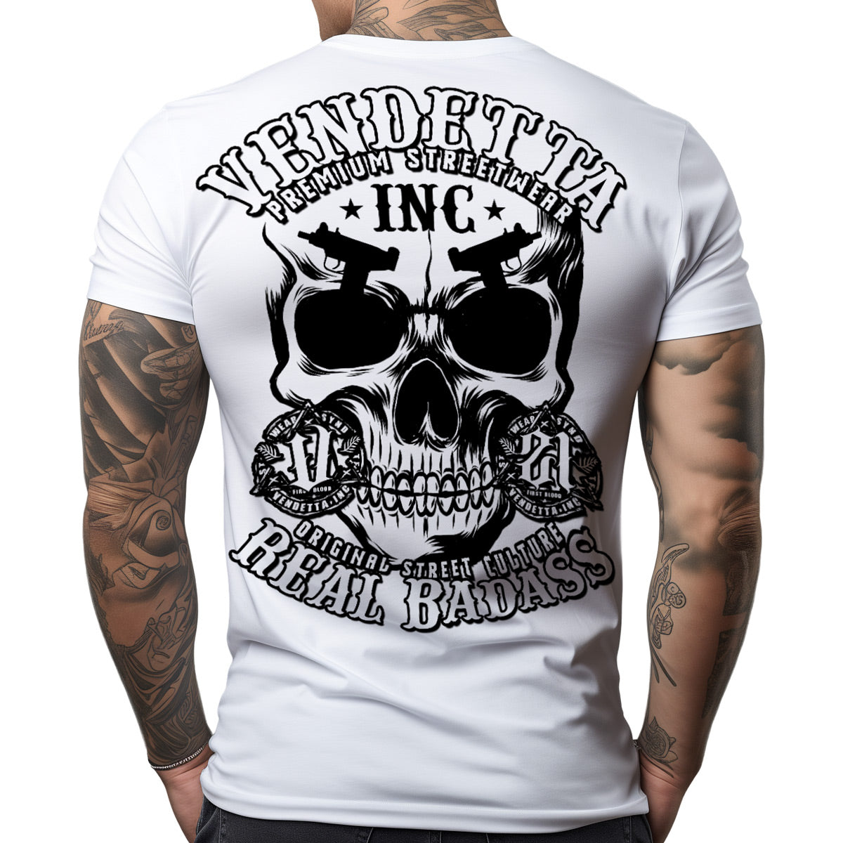 Vendetta Inc. Shirt weiß Real Skull VD-1377
