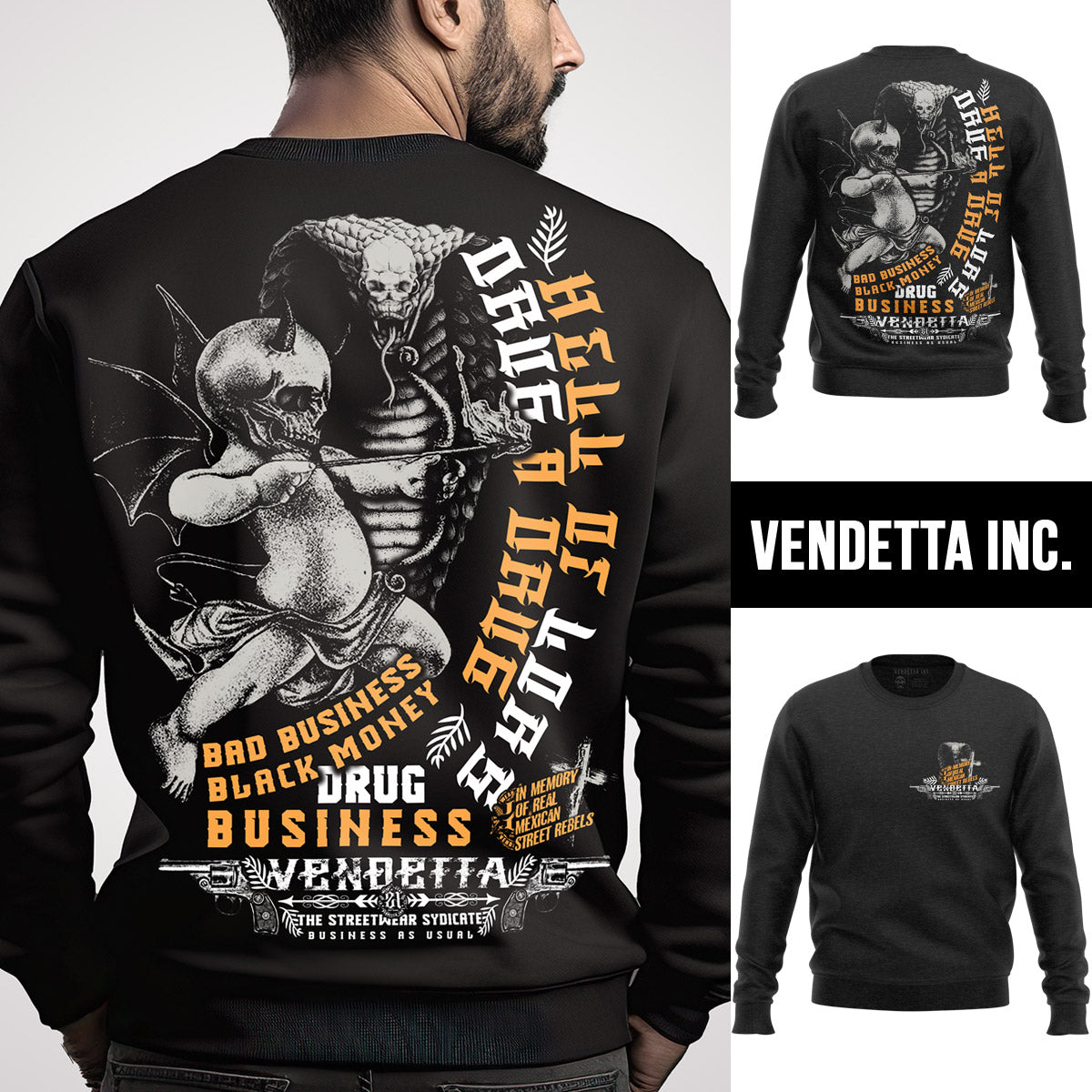 Vendetta Inc. Sweatshirt Black Money schwarz VD-4025