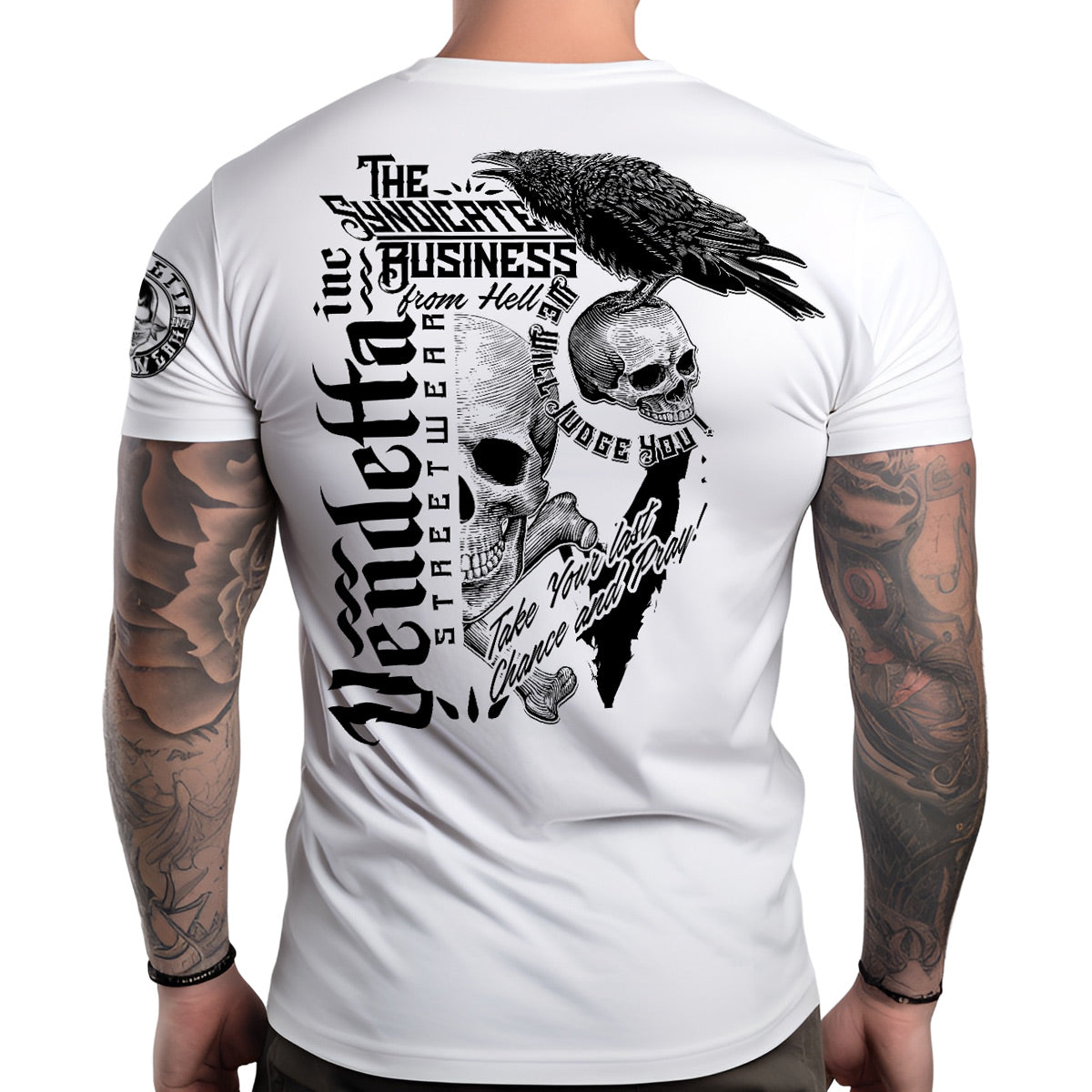 Vendetta Inc. Shirt Skull & Crow weiß VD-1339